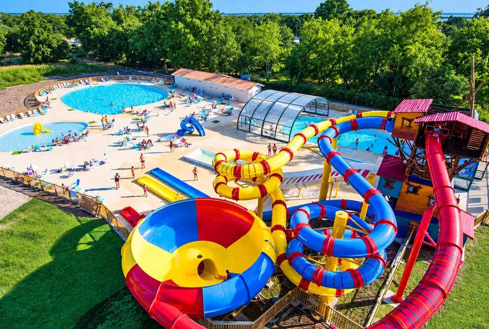 Pools and water slides at Camping Cap Fun